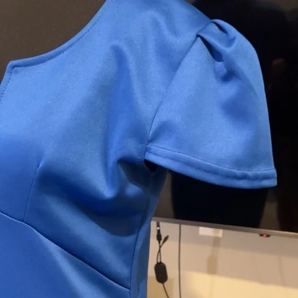 NWT Chic Blue Peplum Dress V-neck - Picture 4 of 4